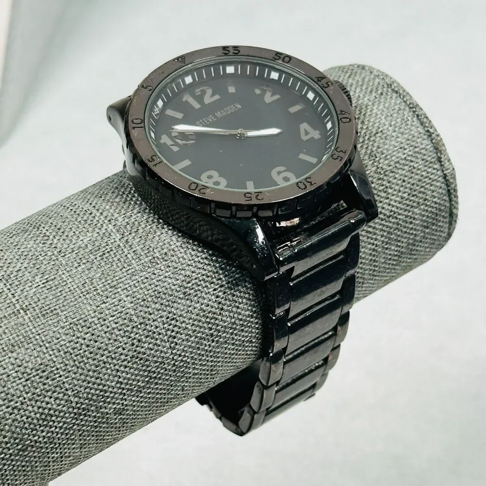 Steve Madden Watch Mens 48mm Dark Gray Rotating Bezel New Battery